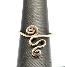 Vintage Sterling Silver Wavy Swirl Ring, Size 5