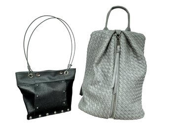 Silver/Grey Artisan Made Handbag & Silver Urban Expressions Knapsack Purse