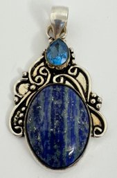 STUNNING SODALITE AND BLUE GEMSTONE STERLING SILVER PENDANT