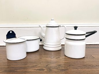 A Collection Of Vintage Enamelware