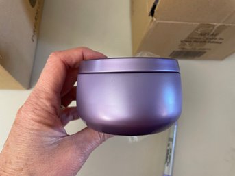 Twelve Purple Metal Candle Tins With Lids By Dream Vessels - NEW