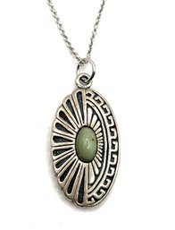 Vintage CAROLYN POLLACK RELIOS Sterling Silver Green Turquoise Pendant Necklace