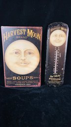 Vintage Harvest Moon Rustic Sign And Thermometer