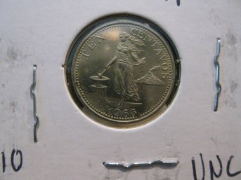 1966  PHILIPPINES  10 CENTAVOS  COIN  -  UNC