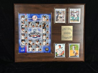 Yankees 2009 World Champions Plaque With Game Program And Signed Cards