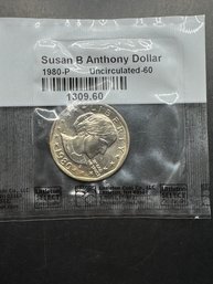 1980-P Uncirculated-60 Susan B. Anthony $1 Coin In Littleton Package