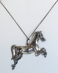 Amazing  Sterling Silver Horse Pendant On A 24'chain