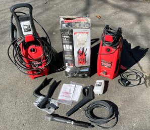 Two Clean Force 1400 PSI Electric Power Washers With Some Accessories-See Description