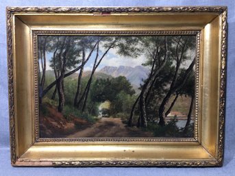 Antique Oil On Canvas By CLINTON OGILIVE (1838-1900) Study From Nature - Dec 1879 - Road From Monaco To Menton