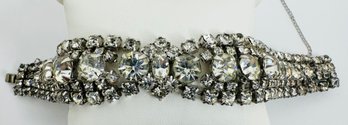 GORGEOUS SIGNED KRAMER VINTAGE WHITE RHINESTONE BRACELET