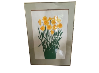 Potted Yellow Daffodils Frame Lithograph Print