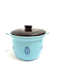 Vintage Hall Oven Cronin Blue Tulip Bean Pot Crock