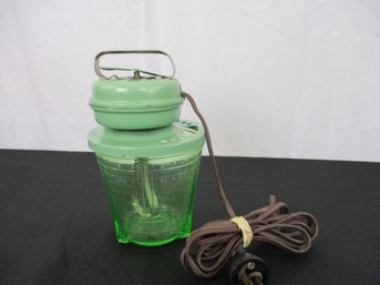 1930s Vintage Depression Glass Green Electric Mixer