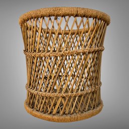 Small Wicker Waste Basket Planter Cover Boho Chic