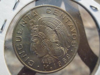 1969 M    MEXICAN  50 CENTAVO  COIN  -- UNC