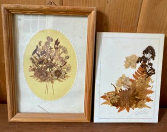 2 Pressed Botanicals One Under Glass And One Not But Is Signed