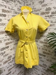 Vintage Sunshine Yellow Button-down Shirt-style Uniform Mini Dress - Alex Taylor & Co.