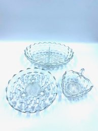 Trio Of Vintage Fostoria American Clear Serving Pieces