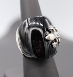 Unique Black Onyx & Sterling Silver Lizard Statement Ring