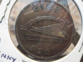 1952  IRELAND  ONE PENNY COIN  - UNC