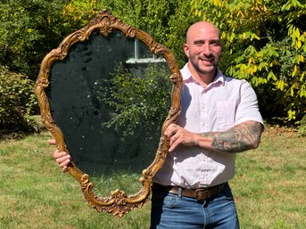 Vintage Baroque Style Shaped And Gilded Mirror