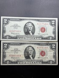 2 1963 Red Seal $2 Bills