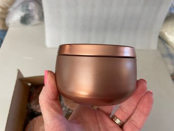 Case Of Twelve Gloss Copper Candle Tins With Lids By Dream Vessels - NEW (1 Of 3)