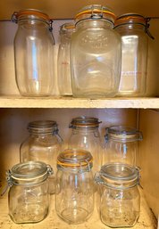 10 Vintage Glass Food Mason Jars Including French & Italian Brands