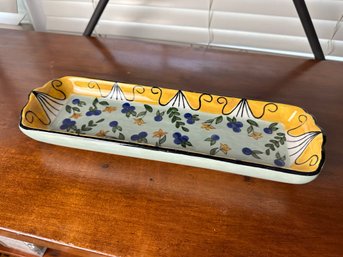 Floral Yellow Trimmed Ceramic Tray