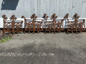 Four Sections Of Antique Cast Iron , Victorian Railing Panels.