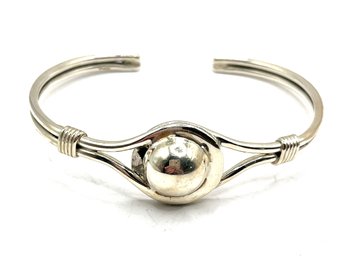 Beautiful Sterling Silver Ornate Domed Cuff Bracelet