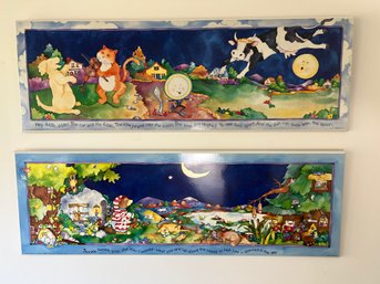 Pair Of Nursery Rhyme Wall Panels For Child's Bedroom