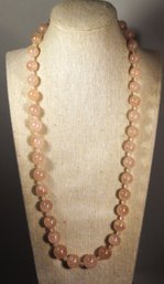 Vintage Large Rose Quartz Crystal Beaded Chinese Necklace 22'
