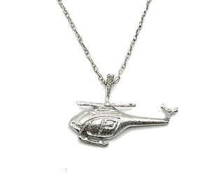 Sterling Silver Helicopter Pendant Necklace