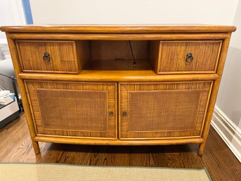 Sligh Plantation Style Media Cabinet With Rattan Detailing