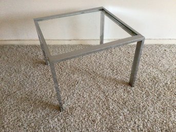 Chrome And Glass Square Legs Side Table