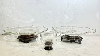 Vintage Glass And Silverplate Serving Pieces