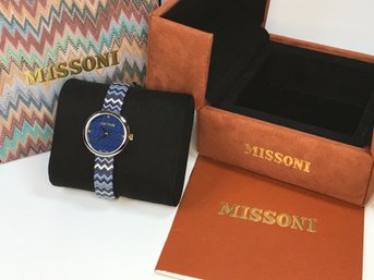 Incredible Brand New $695 MISSONI Ladies Watch - New In Box - Classic Missoni Fabric Strap - Great Piece !