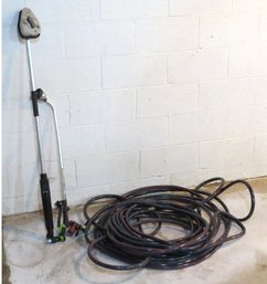 50ft Garden Hose Looks Barely Used Along With Car Wash & Watering Wands, Plus Hose Nozzles