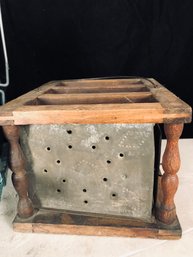 Antique Tin & Wood Foot Warmer Box