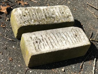 Very Interesting - Two Very Old Limestone Grinding Stones From Grinding Wheel - Nice Garden Ornament / Display