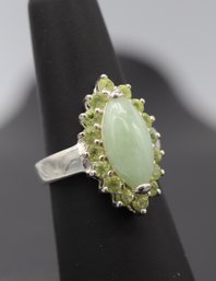 Gorgeous Jade & Peridot Sterling Silver Ring