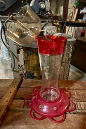 Beautiful Red & Clear Hummingbird Feeder