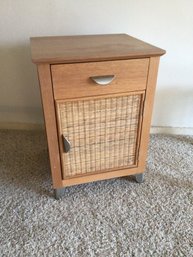 Side Table Storage Cabinet With Wicker Front