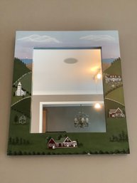 FARM PAINTED FRAMED WALL MIRROR