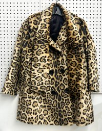 Leopard Faux Fur Womens Coat With Matching Scarf