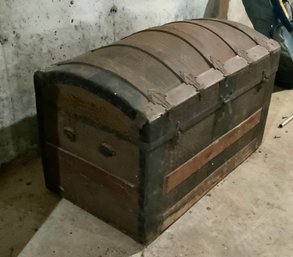 Lovely Antique Dome Trunk With Graphics