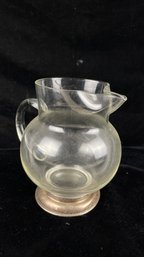 Glass Pitcher With Sterling Silver Base