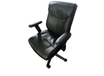 Black Naugahyde Leather Rolling Desk Chair