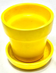 Vintage Yellow Ceramic Haeger Pot & Underplate